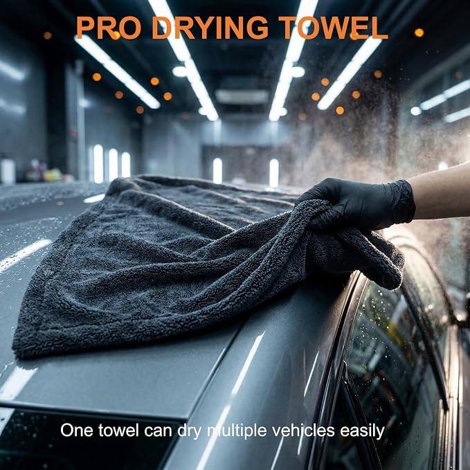 Twisted Loop Microfiber Car Drying Towel, Extra Large 36x24 Inch 1300 GSM Super Absorbent Scratch Free Lint Free Streak Free Washable Professional Auto Detailing Towel for Car SUV Truck Motorcycle