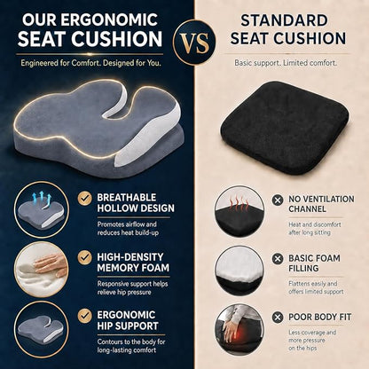 Seat Cushions for Office Chairs Wheelchair Cushion for Long Sitting Back Pain，Memory Foam Seat Car Computer Desk Chair Cushion，Coccyx Cushion for Tailbone Pain Relief Cushion Office Chair Butt Pillow