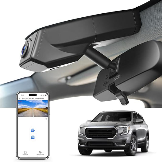Mangoal 4K Dash Cam fit for GMC Terrain 2018-2024(Model B), SL SLE SLT AT4 Denali, Model A & Model B Have Same Models Years but Vehicle Sensor Cover are Different, Free App & WiFi, 64GB Card