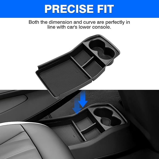 Autorder Lower Center Console Organizer for 2024-2026 Kia EV9 Accessories Bottom Center Console Insert Tray with Cup Holder Storage Box