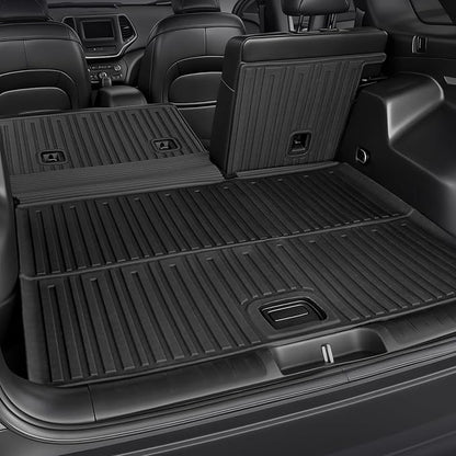 Floor Mats for Jeep Cherokee 2019-2023, All Weather Floor Mats Trunk Cargo Liner with Backrest Protectors and Door Sill Guards Accessories, Full Coverage Set