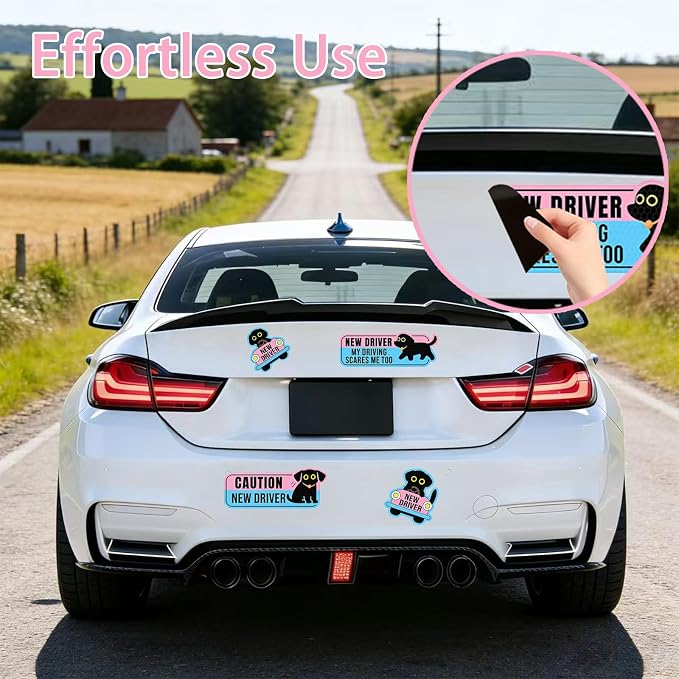 4 Pack Student Driver Magnet for Car – Cute Animal New Driver Signs High-Visibility Reflective Beginner Driver Magnets, Weatherproof & Removable Safety Warning Signs for Vehicles, “Please Be Patient”