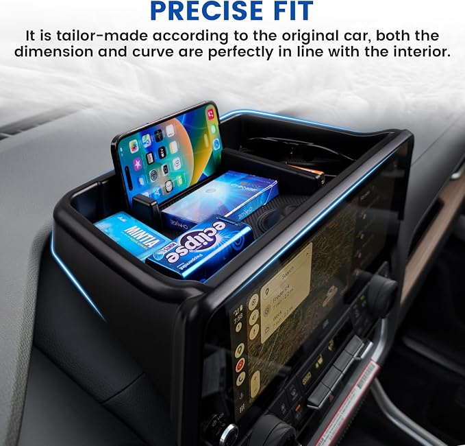 Autorder Center Console Dash Organizer for 2024 2025 Toyota Grand Highlander Accessories Dashboard Insert Tray with Cellphone Holder Storage Box with Anti-Slip Mat