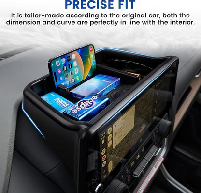 Autorder Center Console Dash Organizer for 2024 2025 Toyota Grand Highlander Accessories Dashboard Insert Tray with Cellphone Holder Storage Box with Anti-Slip Mat