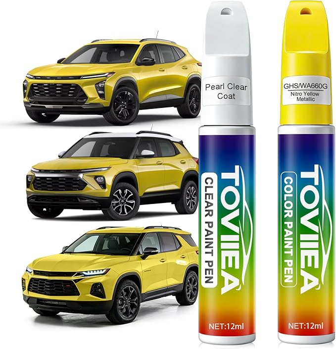 Nitro Yellow Metallic(GHS/WA660G) Touch Up Paint Compatible with Chevrolet,2-In-1 Car Scratch Remover Pen,Car Paint Scratch Repair Kit for Scratches,Chips & Nicks,2-PCS SET