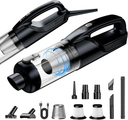 Car Vacuum Portable Cordless, 17000Pa Vacuum Cleaner with Brushless Motor, 2-in-1 Handheld Vacuum Cordless with Multi-Nozzles & Washable Filters, 2 Suction Modes for Home, Car, Office, Pet Hair