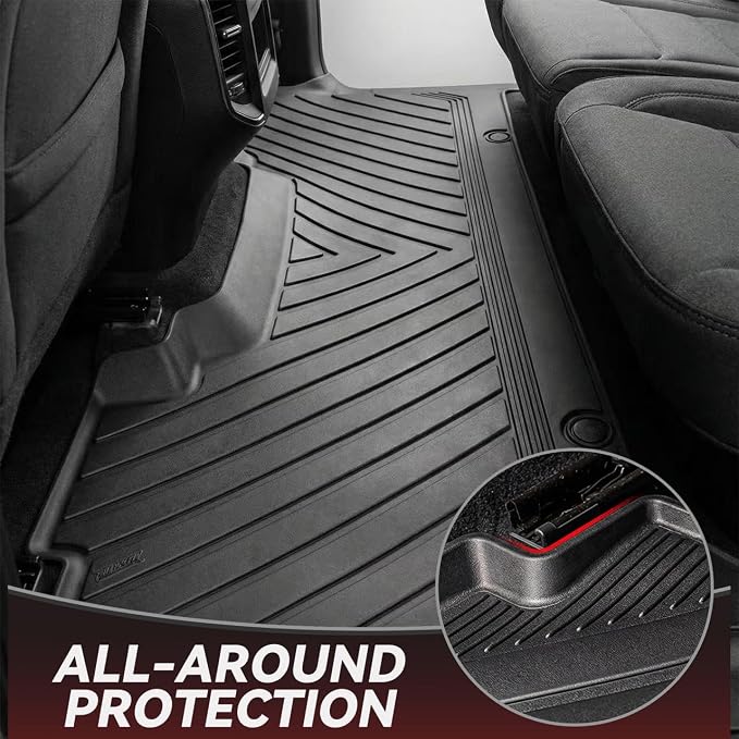 YITAMOTOR Floor Mats for 2025 2026 Ram 1500 Crew Cab with 1st Bucket Seat Rear Under-Seat Storage Box, TPE All Weather Custom Fit Floor Liner for Ram 1500 Accessories Car Mats, Black