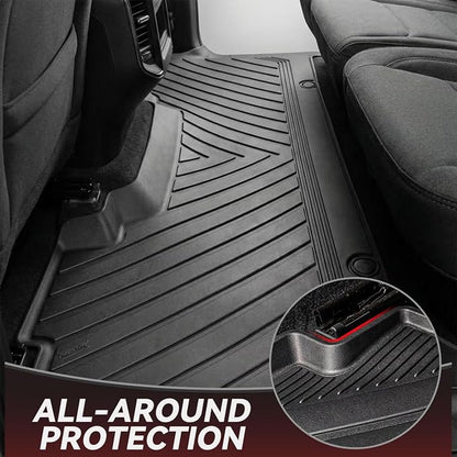 YITAMOTOR Floor Mats for 2025 2026 Ram 1500 Crew Cab with 1st Bucket Seat Rear Under-Seat Storage Box, TPE All Weather Custom Fit Floor Liner for Ram 1500 Accessories Car Mats, Black