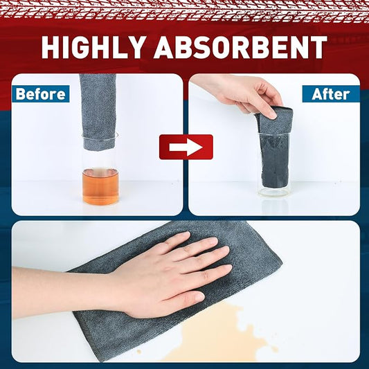 TEAWOO Microfiber Cleaning Cloths Bulk-15 Pack, Gray Microfiber Towels for Cars, Ultra Absorbent Microfiber Towel Weave Grime & Liquid for Streak-Free Mirror Shine - Car Washing Cloth, 12x12 inches