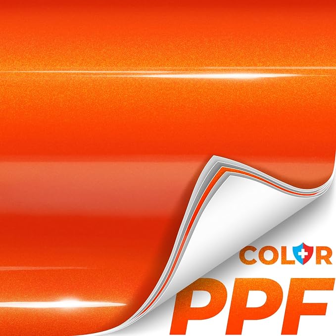 ColorFusion PPF by VViViD, Gloss Flame Orange Dry Apply PPF Vinyl Car Wrap Roll 60ft x 5ft