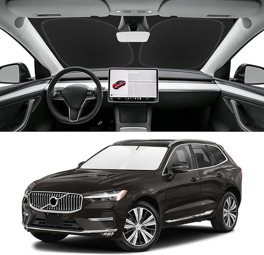 Custom Fit Windshield Sun Shade for Volvo XC60 2018-2026, Blocks UV & Heat, Front Window Sunshade Accessorie, Easy Fold & Store Keep Your Car Cooler