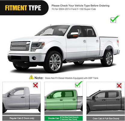 Nilight Running Boards for Ford F-150 2004-2014 Extended Super Cab 6 Inch Side Step Nerf Bars Stainless Steel Black