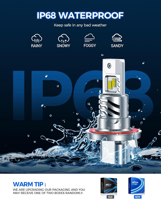 Marsauto H13 Fog Light Bulbs, 3 Mins Plug N Play, Pack of 2 | 6500K Cool White, 1:1 Mini Size, 80000+ HRS Lifespan, IP68