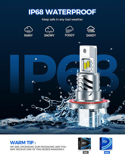 Marsauto H13 Fog Light Bulbs, 3 Mins Plug N Play, Pack of 2 | 6500K Cool White, 1:1 Mini Size, 80000+ HRS Lifespan, IP68
