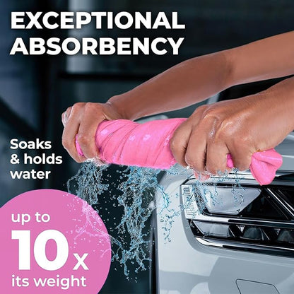Premium XL Shammy Towel for Car - 2pk (34"x25") - Super Absorbent Chamois Cloth for Drying - Spots & Scratch-Free, Reusable