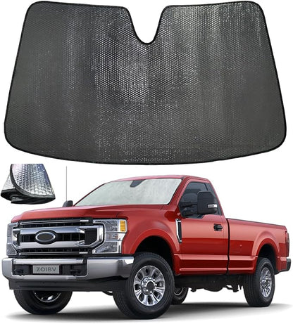 Car Windshield Sun Shade for 2017-2022 Ford F250 F350 F450 F550 Super Duty Pikachu Truck - 5-Layer Bubble Foldable Front Window Sunshade Sun Visor Accessories - Blocks Heat & UV Rays