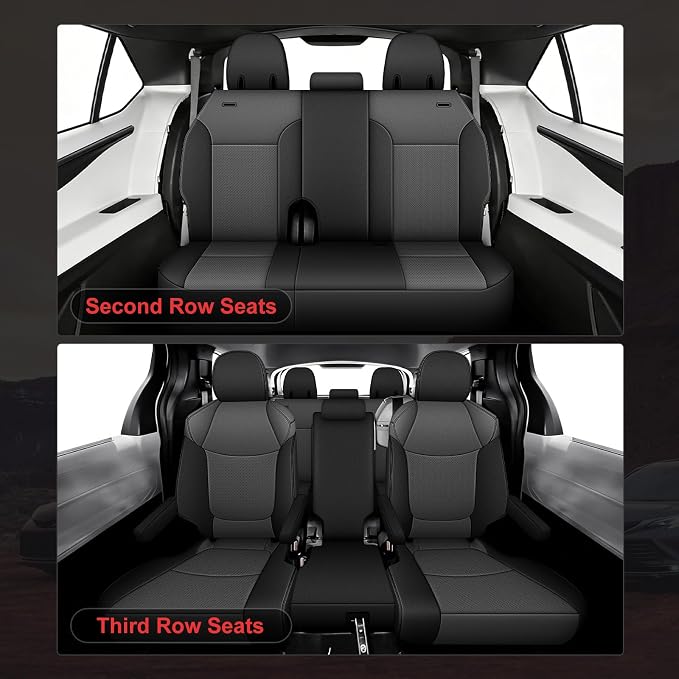 TTX LIGHTING Custom Fit Seat Covers for Toyota Sienna 2021-2025 LE, XLE,8 Seats,2nd Row 40/20/40 Bench Faux Leather Car Seat Covers Full Set Black/Gray