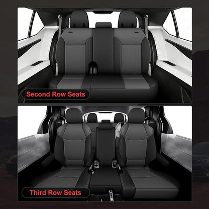 TTX LIGHTING Custom Fit Seat Covers for Toyota Sienna 2021-2025 LE, XLE,8 Seats,2nd Row 40/20/40 Bench Faux Leather Car Seat Covers Full Set Black/Gray