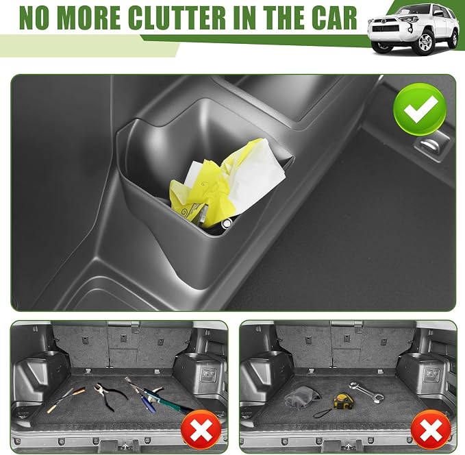 Trunk Organizer for 2010-2024 Toyota 4Runner 5-Seat 2nd Row(NOT Fit 7-Seat 3rd Row), Rear Trunk Storage Box Bin Cargo Tray for 10-24 4 Runner Interior Accessories(Left Side)