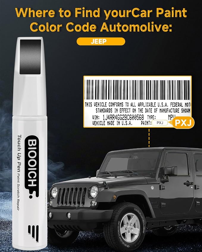 Touch Up Paint Pen Exact Color Match Car Chip and Scratch Repair (for Jeep, Diamond Black Crystal Pearl(PXJ/KXJ))