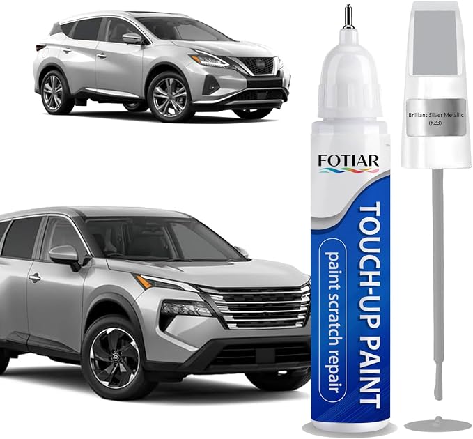 Brilliant Silver Metallic(K23) Touch up Paint for Nissan-Exact Match Scratch Repair Kit 2-In-1 Premium Car Paint Pen for Chips & Nicks