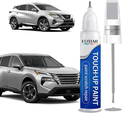 Brilliant Silver Metallic(K23) Touch up Paint for Nissan-Exact Match Scratch Repair Kit 2-In-1 Premium Car Paint Pen for Chips & Nicks