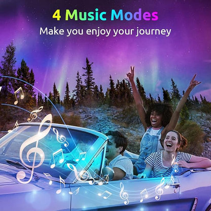 Car Interior Lights 72 LEDs, 4X Car LED Strip Lights Including Cigarette Charger, LED RGB Floor Car Lights with Music Changing Remote Control Decorative Atmosphere Ambient Lighting Kits