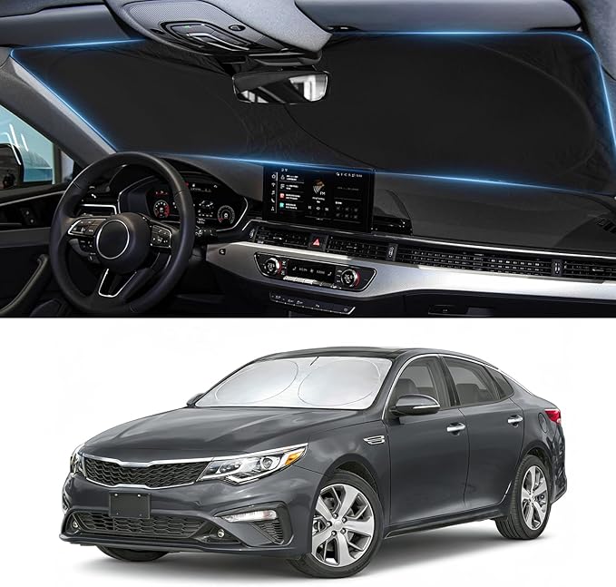 Sun Shade for Optima (Not for 2021 KIA K5) Windshield Sunshade Custom Fit for Kia Optima 2016-2020 Accessories Foldable Front Window Cover UV Bloker Sun Visor Protector