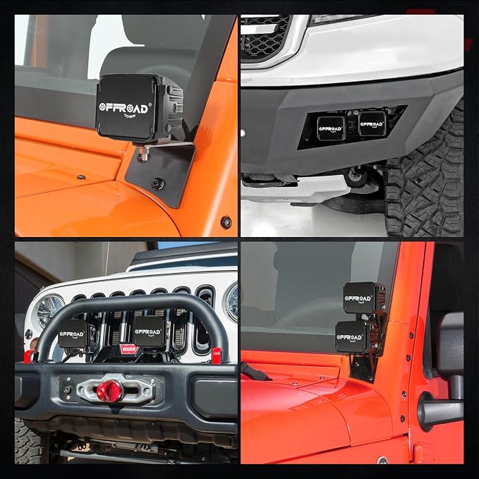 OFFROADTOWN LED Cube Lights Covers 2PCS 3 Inch Black Square LED Pods Covers Offroad Light Covers Polycarbonate Lens Protective Light Bar Cover for LED Pod Ditch Fog Light Pods Covers