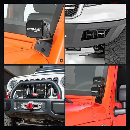 OFFROADTOWN LED Cube Lights Covers 2PCS 3 Inch Black Square LED Pods Covers Offroad Light Covers Polycarbonate Lens Protective Light Bar Cover for LED Pod Ditch Fog Light Pods Covers