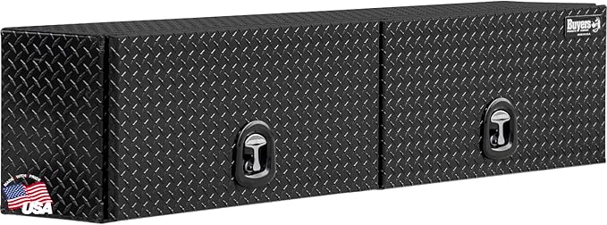 Buyers Products 1721351 Topsider Truck Tool Box, 16x13x72 Inch, Gloss Black Diamond Tread Aluminum, Dual Flip-Up Doors, Locking Compression Latch, Weather Resistant, No-Drill Mount, Made in USA