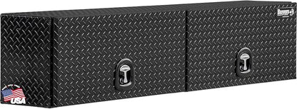 Buyers Products 1721351 Topsider Truck Tool Box, 16x13x72 Inch, Gloss Black Diamond Tread Aluminum, Dual Flip-Up Doors, Locking Compression Latch, Weather Resistant, No-Drill Mount, Made in USA