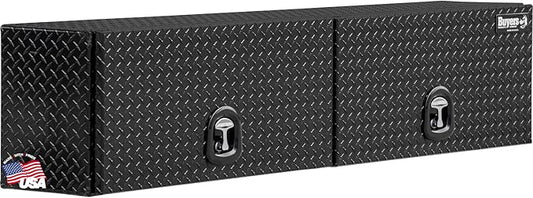 Buyers Products 1721351 Topsider Truck Tool Box, 16x13x72 Inch, Gloss Black Diamond Tread Aluminum, Dual Flip-Up Doors, Locking Compression Latch, Weather Resistant, No-Drill Mount, Made in USA