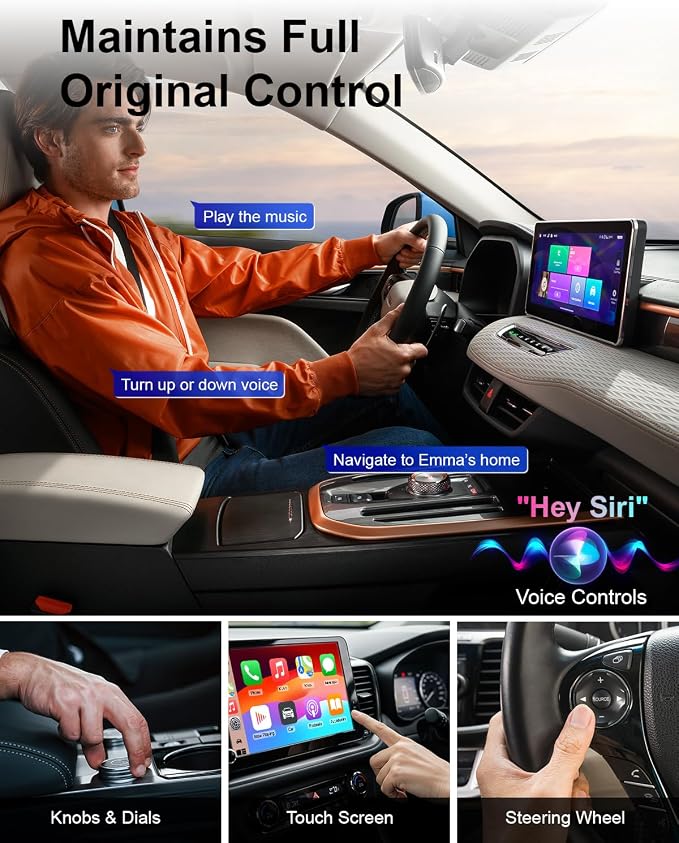 Wireless CarPlay Adapter for Apple iPhone, Convert Wired CarPlay to Wireless, Mini Size with USB-A to USB-C Adapter, Stable Control & No Delay Latency, White