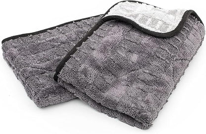 The Rag Company Gauntlet Car Drying Towel, Ultra-Absorbent 70/30 Blend Korean Microfiber, Dries Vehicles Faster Without Scratching, 900 GSM, 15x24 Inches, Ice Grey/Grey, 2-Pack