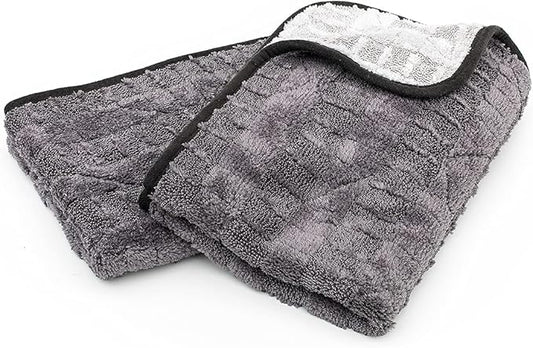 The Rag Company Gauntlet Car Drying Towel, Ultra-Absorbent 70/30 Blend Korean Microfiber, Dries Vehicles Faster Without Scratching, 900 GSM, 15x24 Inches, Ice Grey/Grey, 2-Pack