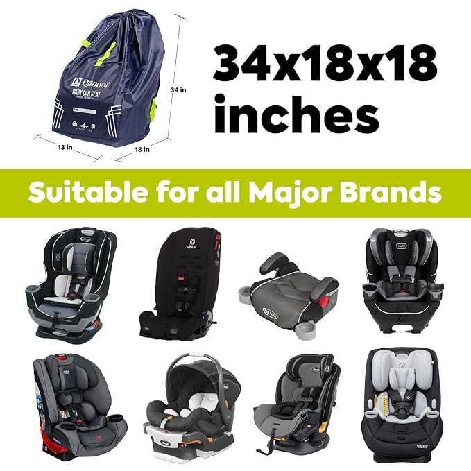 Infant Car Seat Travel Bag for Airplane - Durable Gate Check Bag for Car Seats that fits easily on Convertible Car Seats, Infant Carriers & Booster Seats (Backpack, Blue)