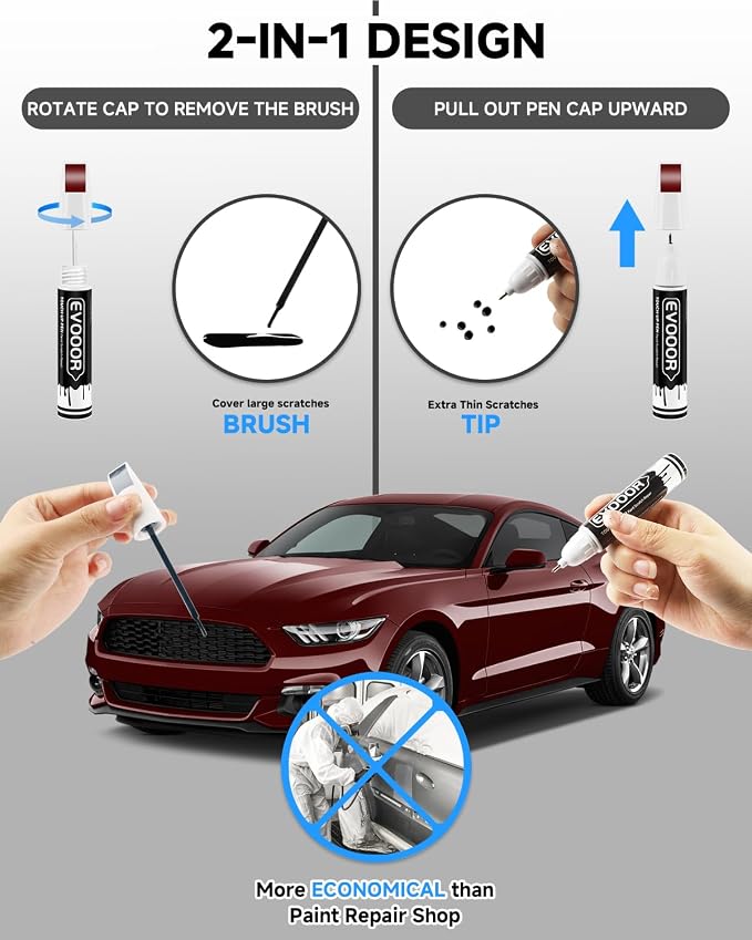 Rapid Red(D4) Touch Up Paint for Ford – Exact Match 2 in 1 Paint Pen for Chips and Nicks Repair