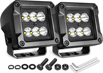LED Pod Lights, Nirider 2PCS 120W 3 Inch CREE Fog Lights LED Cube Light Off Road Light Pods Spot Light Bars for Truck Car SXS UTV ATV Tractor Boat