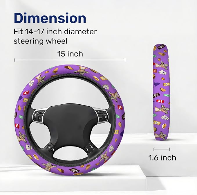 GENANY Fast Food Steering Wheel Cover, Non Slip Polyester Car Wheel Protector for Car SUV Truck, Universal 15 Inch