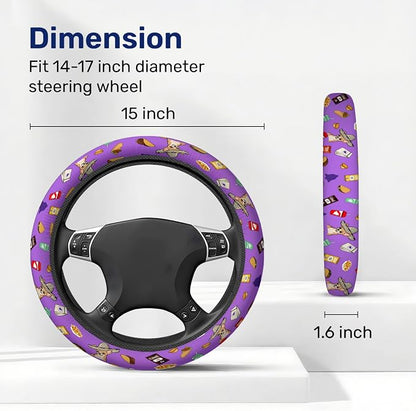 GENANY Fast Food Steering Wheel Cover, Non Slip Polyester Car Wheel Protector for Car SUV Truck, Universal 15 Inch