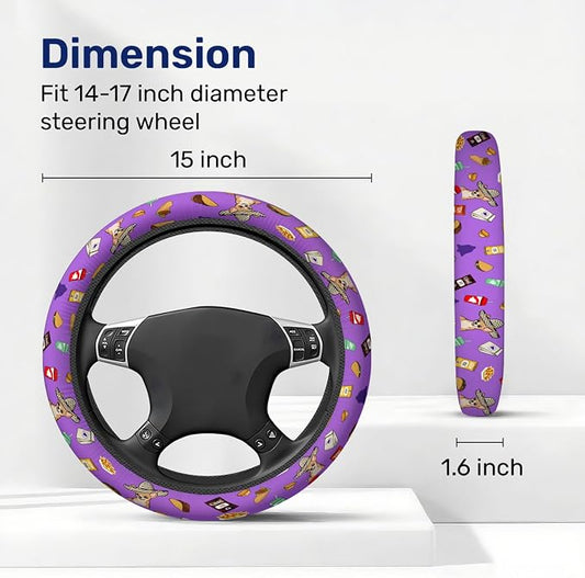 GENANY Fast Food Steering Wheel Cover, Non Slip Polyester Car Wheel Protector for Car SUV Truck, Universal 15 Inch