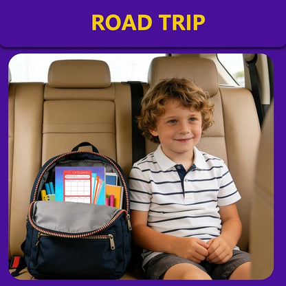Road Trip Game Pad, 5 in 1 Travel Games Set for Kids | Tic-Tac-Toe, Hangman, Dots and Boxes, Categories, Connect 5, 80 Sheets Activity Pad