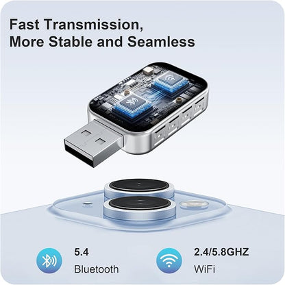Wireless CarPlay Adapter for Apple & Android Auto, Convert Wired to Wireless,Plug & Play Auto-Connect, No Delay, BT 5.4, 2.4G/5G WiFi