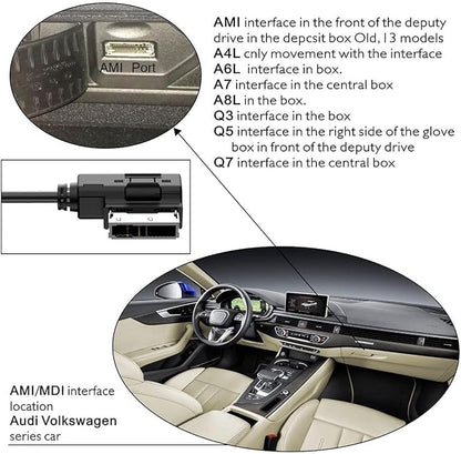 Bluetooth Receiver Car Kit Compatible with Audi A3 A4 A5 A6 A7 S3 S4 Q3 Q5 Q7,Wireless Music Interface AMI MMI Adapter,Premium CSR Chipset HiFi Sound,Compatible with iPhone iPod Android 2G