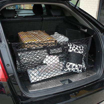 Car Rear Cargo Net, Adjustable Elastic Storage Organizer Net, Trunk Cargo Storage Net, Universal Fit for Car, Vehicle, SUV (43.3"x 15.8")