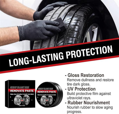 Premium Tire Coating & Trim Restorer, Bring Back the Original Deep Black Shine to Rubber and Plastic, Long Lasting Gloss Finish, Tire Coating Paste for Car Tire Plastic Trim Care