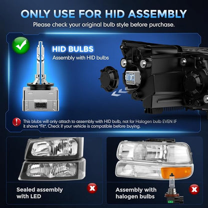 D3S HID Bulbs, 8000K White Blue 35W High/Low Beam, Replacement 66340 42403 42302 42302C1 Xenon Bulbs, UV Resistant, Pack of 2