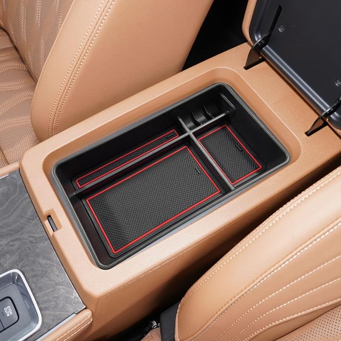 Center Console Organizer Compatible with Nissan Altima 2019 2021 2022 2023 2024 2025 2026 Accessories, Armrest Insert Tray with Coin Holder Keep Organized with Rubber Pad Red