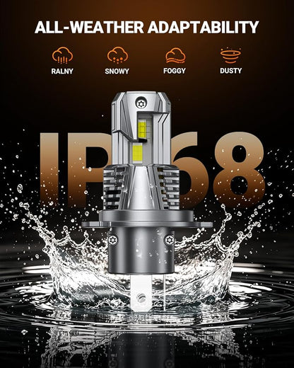 SEALIGHT H4/9003 LED Bulb, 900% 46000LM Super Brighter than Origin, 6500K White Canbus Ready, IP68 25000RPM Cooling Fan with 80000Hrs Lifespan, 3Mins Fast Installation, 2 Pack